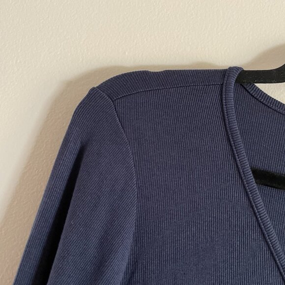 Michael Stars LP Nocturnal Blue V-Neck Long Sleeve Sutton Mixed Media Dress NWT - Picture 7 of 13